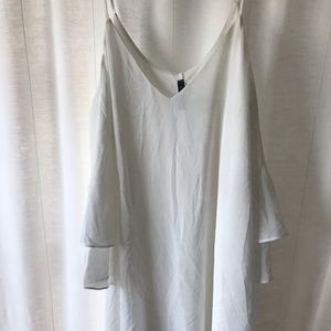 White Angelic Exposed Shoulder Chiffon Dress